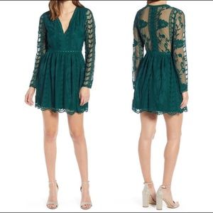 Socialite emerald green laced dress